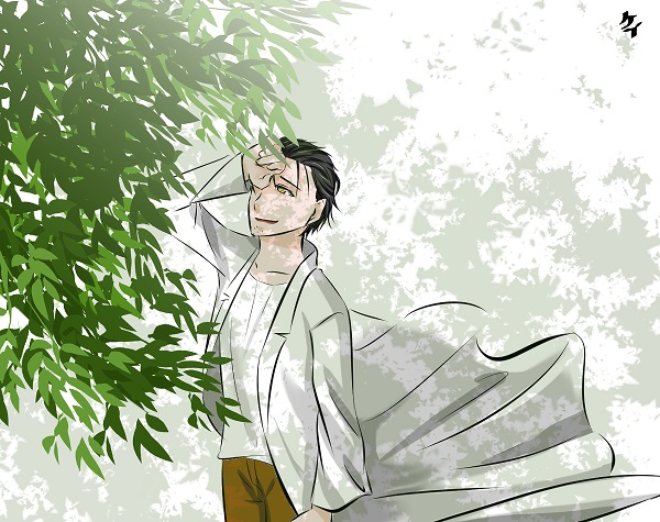 Ảnh Okabe đang ngắm cảnh
