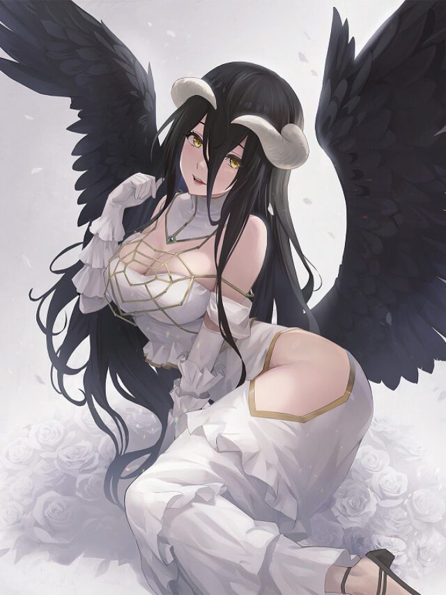 Ảnh anime Albedo trong bộ giáp chiến đấu mạnh mẽ