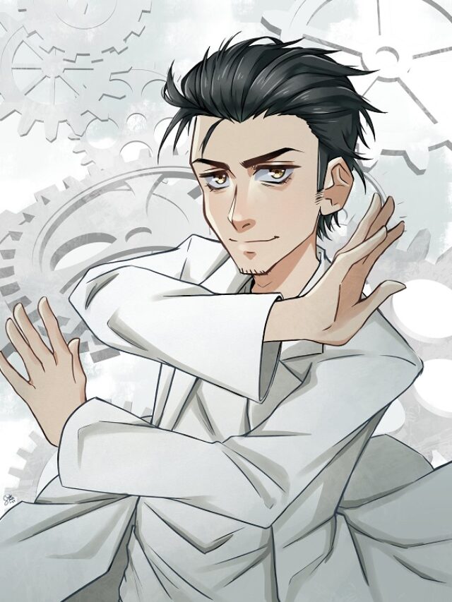 Okabe Rintaro với nụ cười nửa miệng đầy bí ẩn