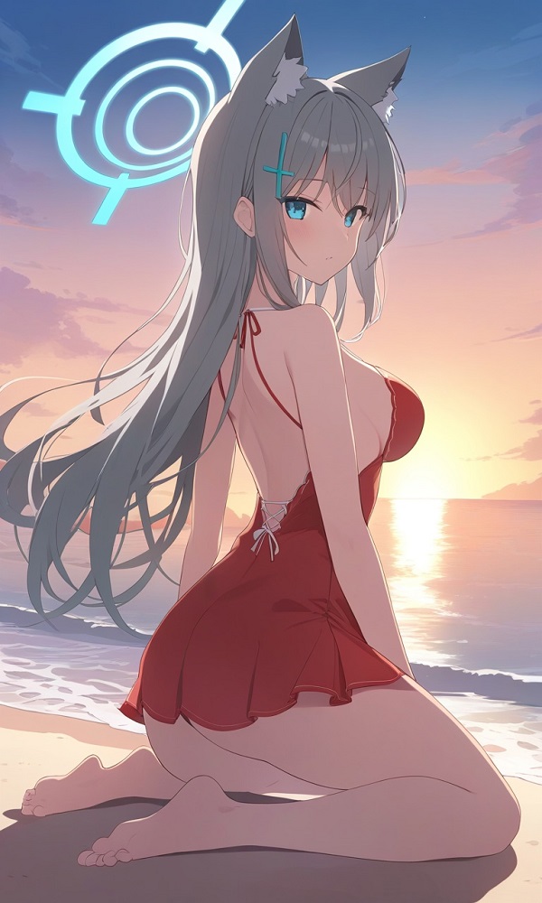 Shiroko và khung nền anime huyền ảo