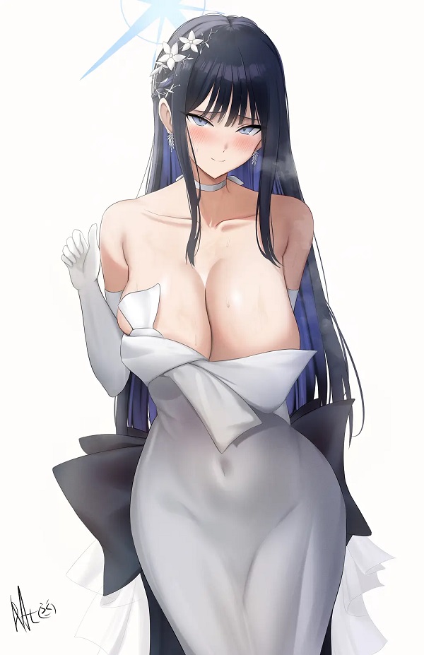 Cô gái anime với mái tóc dài bay trong gió chiều