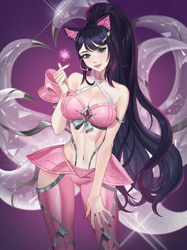 Cosplay Ahri gợi cảm với đôi tai và đuôi trắng đặc trưng