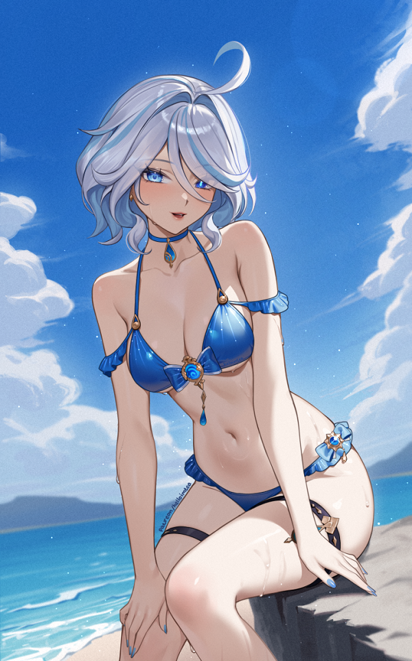 Ảnh anime bikini sexy nổi bật giữa background biển xanh