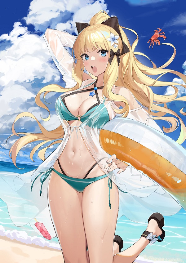 Ảnh anime bikini sexy trong hồ bơi với bikini hai dây