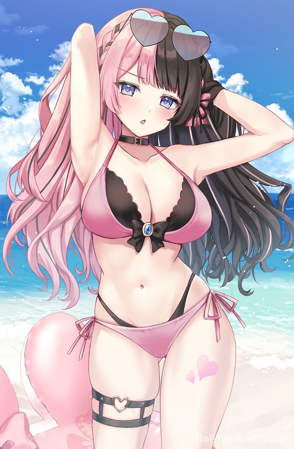 Ảnh anime bikini sexy với ánh mắt mơ màng bên bãi biển