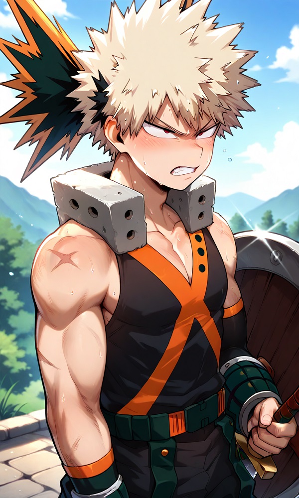Biểu cảm quyết liệt trên mặt Bakugo