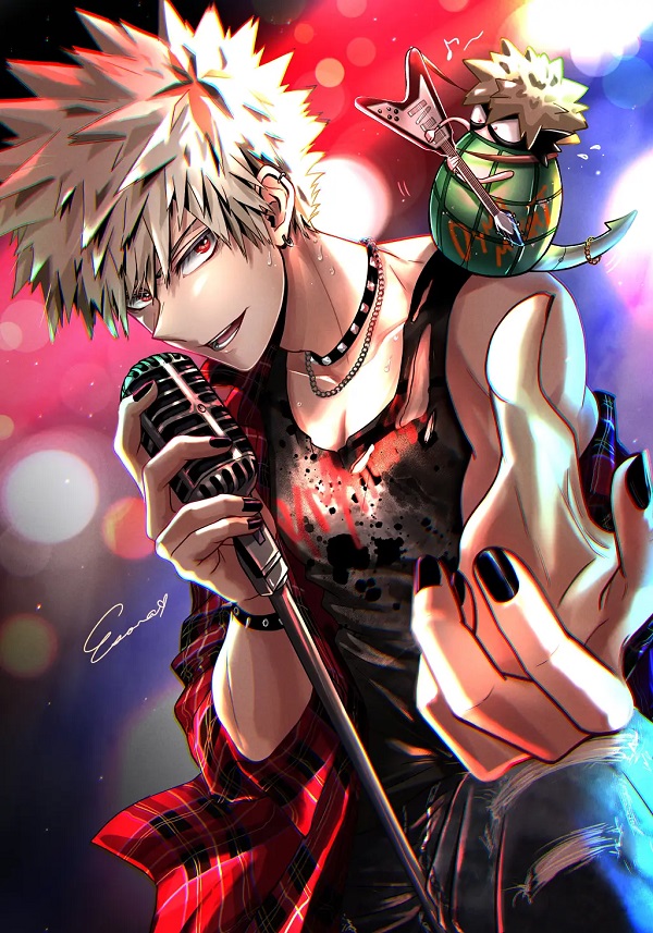 Ảnh Bakugo ngầu với nền tối và ánh sáng phá cách