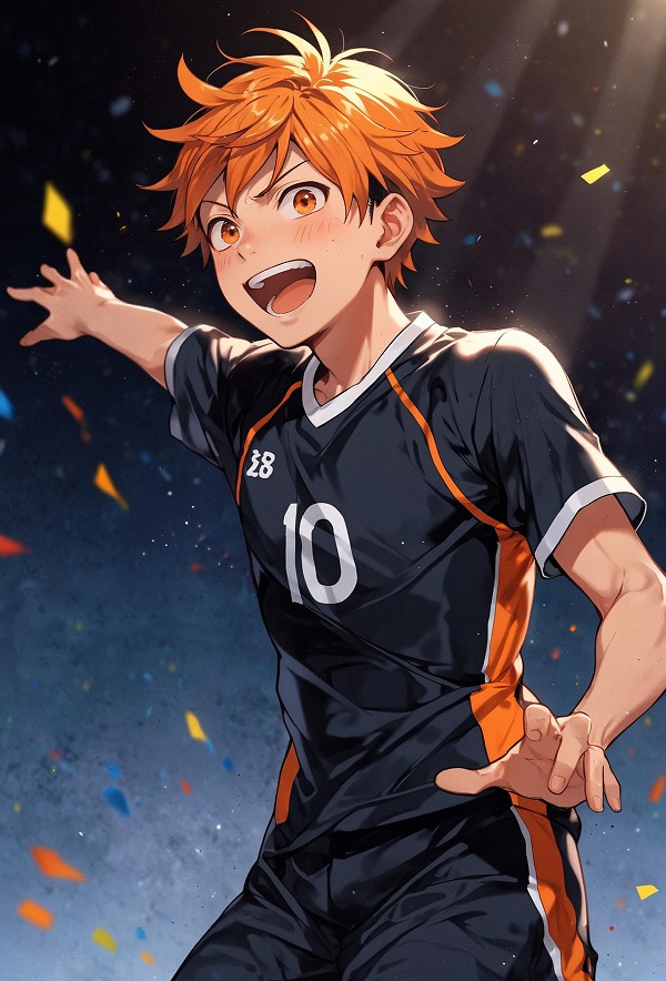 Hinata nhìn thẳng vào lưới như đã thấy chiến thắng