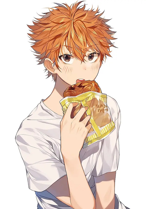 Nền trời xanh sau lưng làm nổi bật bóng dáng Hinata