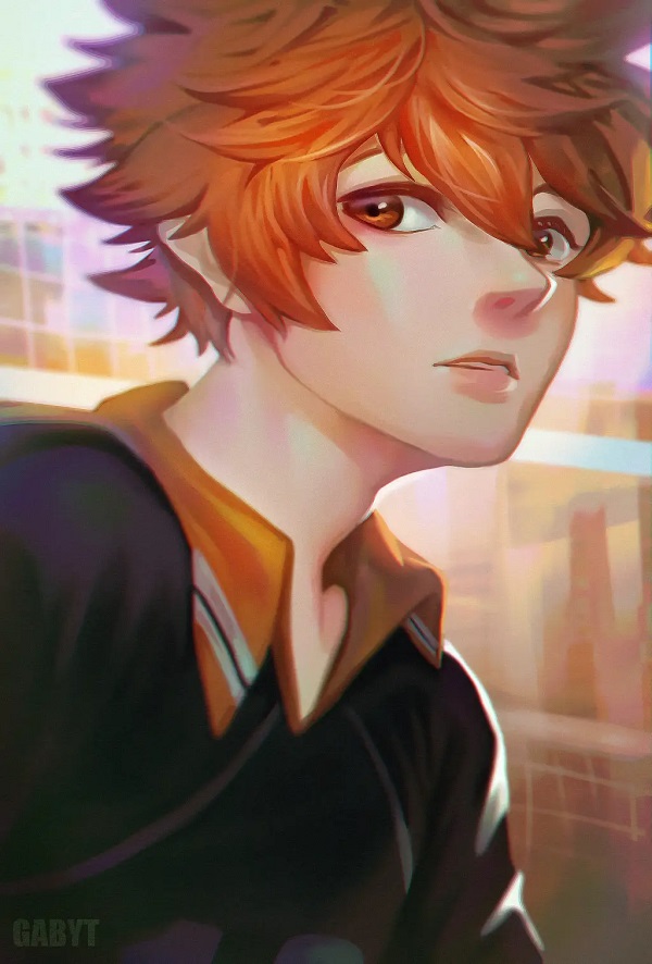 Hinata trong bộ đồng phục Karasuno đầy phong độ
