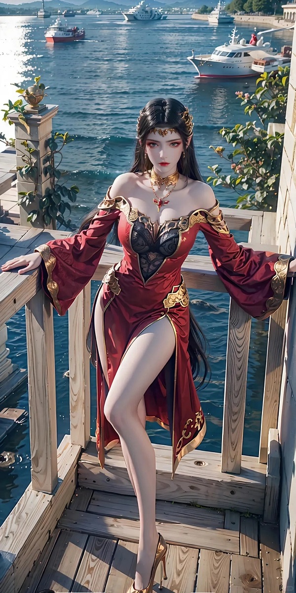 Mỹ Đỗ Toa sexy đứng giữa cánh đồng đỏ rực