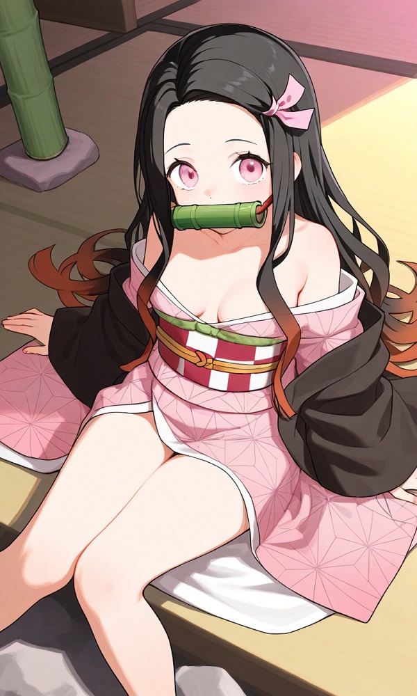 Nezuko sexy giữa background rừng mùa thu lãng mạn