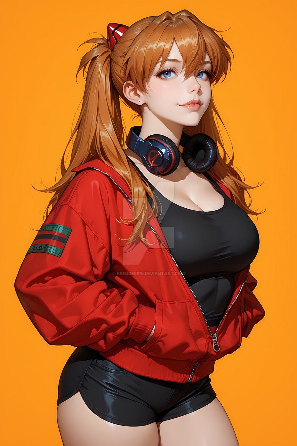 Asuka Langley tạo dáng trong trang phục pilot