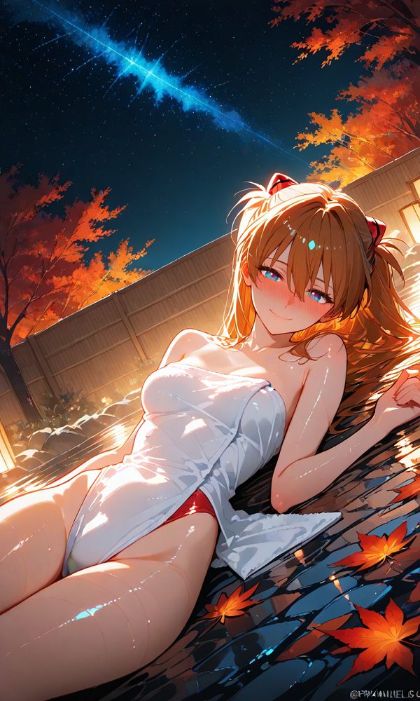 Asuka đứng trước background thành phố
