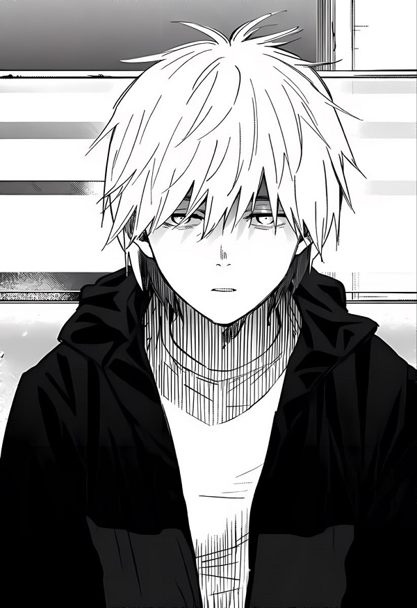 Ảnh anime nam buồn đen trắng bước trên con đường vắng hoe
