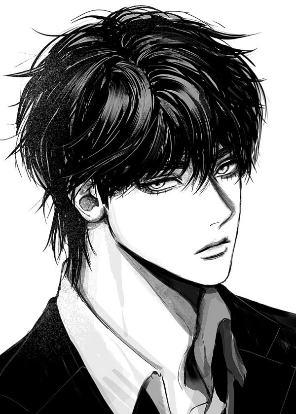 Anime nam với ánh nhìn thất thần, đôi mắt không tiêu cự, chìm đắm trong nỗi buồn không lối thoát.