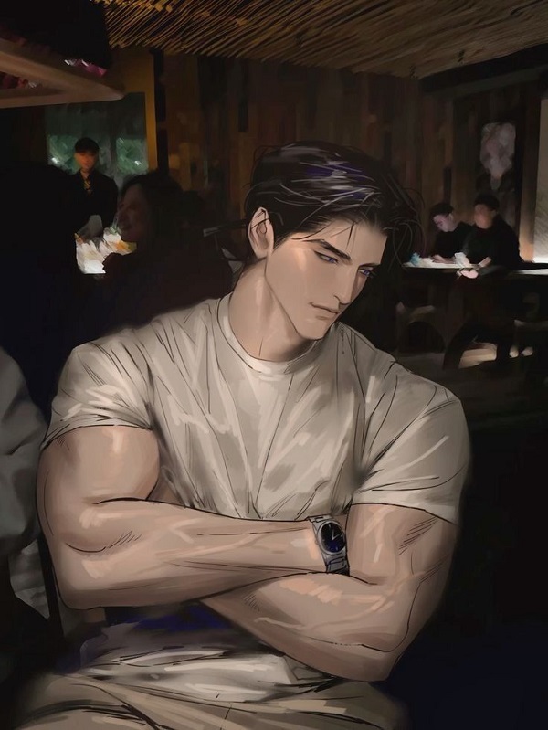 Hình ảnh một chàng trai anime với vết sẹo trên mặt, biểu cảm kiên nghị nhưng buồn bã.