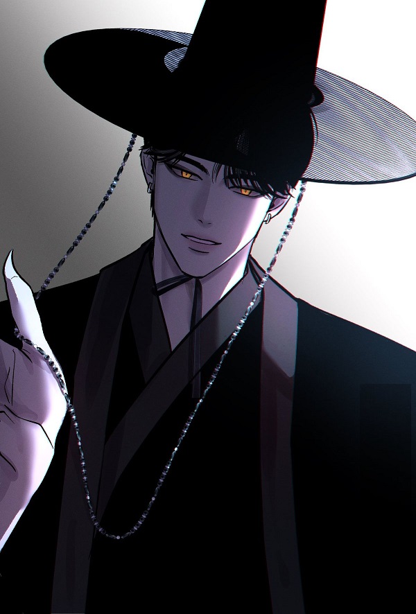 Một chàng trai anime tóc đen, ánh mắt xa xăm, đứng dưới mưa.
