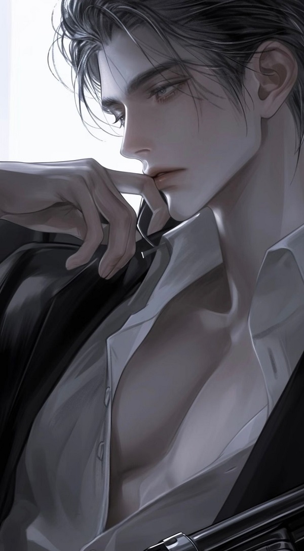 Hình ảnh một chàng trai anime với nụ cười gượng gạo.