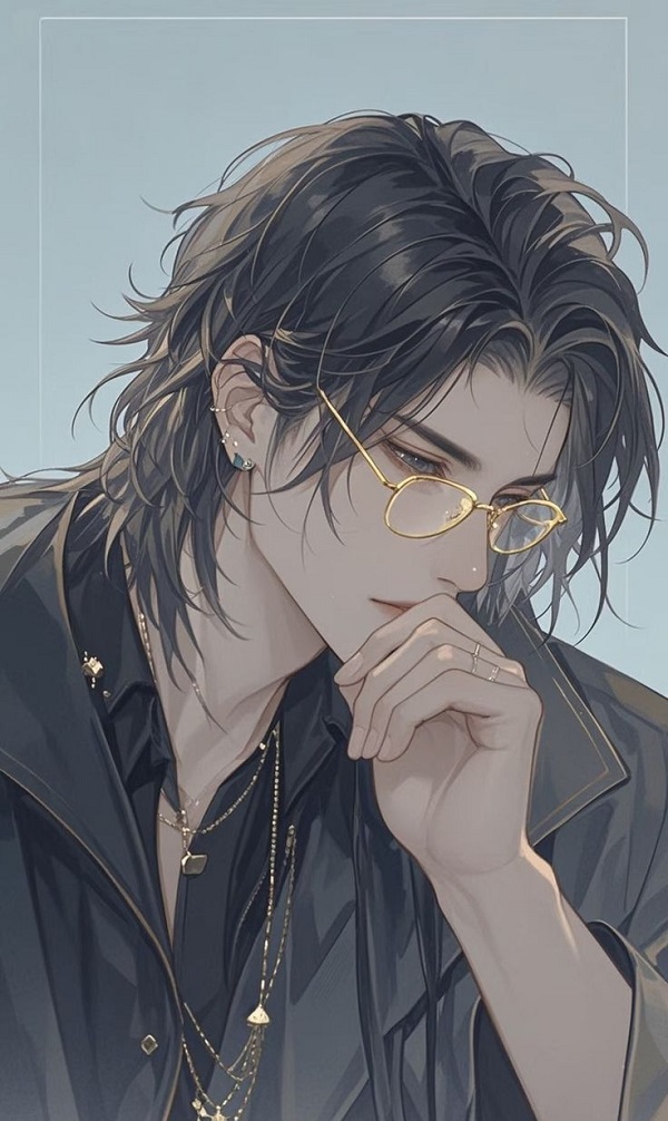 Hình ảnh chàng trai anime ngồi trên bậc thang cũ kỹ.