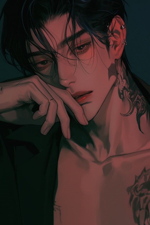 Ánh mắt xa xăm của một nhân vật anime nam nhìn về phía chân trời.