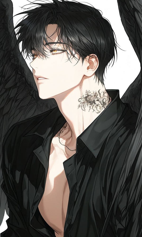 Chàng trai anime ngồi co ro trong góc phòng.