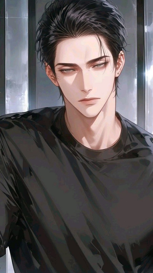 Hình ảnh cận cảnh đôi mắt lạnh lùng của một nam chính anime.