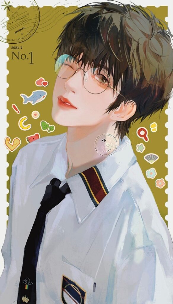 Cậu bé anime cute cầm ly trà sữa khổng lồ