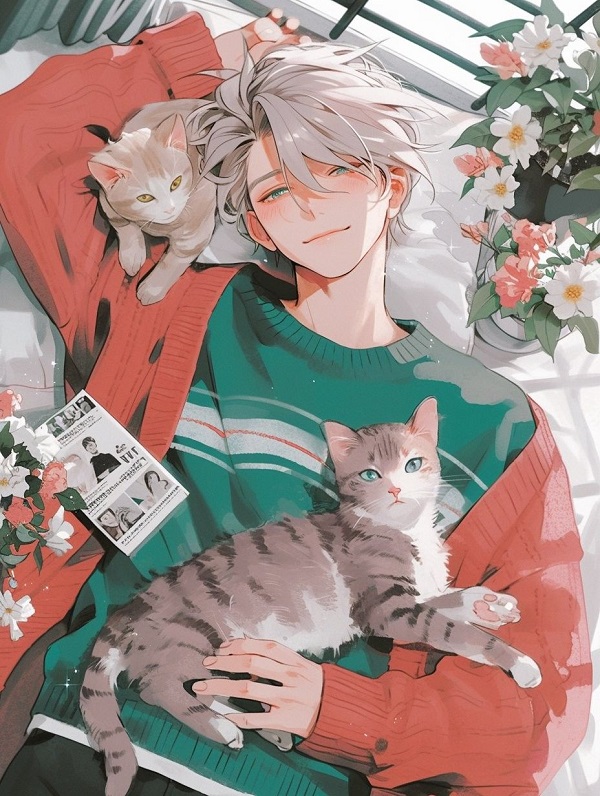 Nhân vật nam anime thổi bong bóng kẹo ngọt