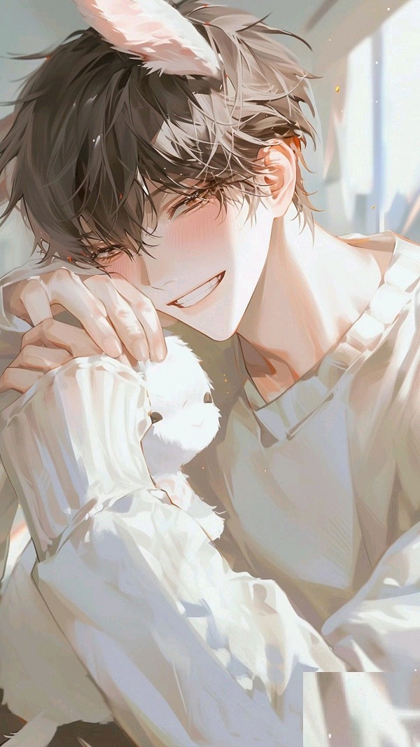 Hình ảnh chàng trai anime cute với tai mèo cosplay