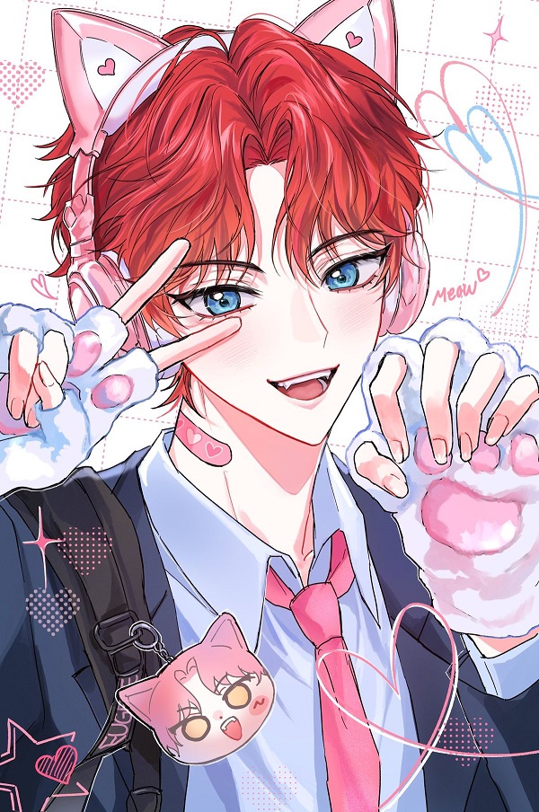 Nam sinh anime cười tươi giữa sân trường
