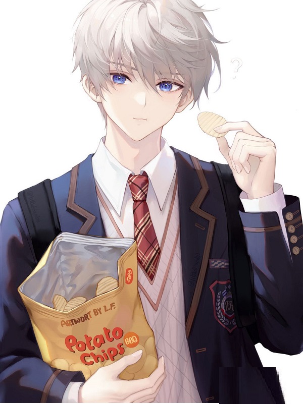Nam sinh anime đang giúp đỡ bạn bè, thể hiện sự tốt bụng.
