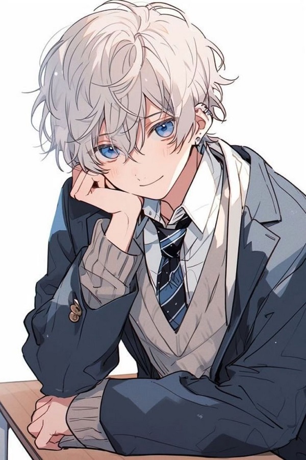 Nam sinh anime đang tham gia hoạt động ngoại khóa, rất sôi nổi.