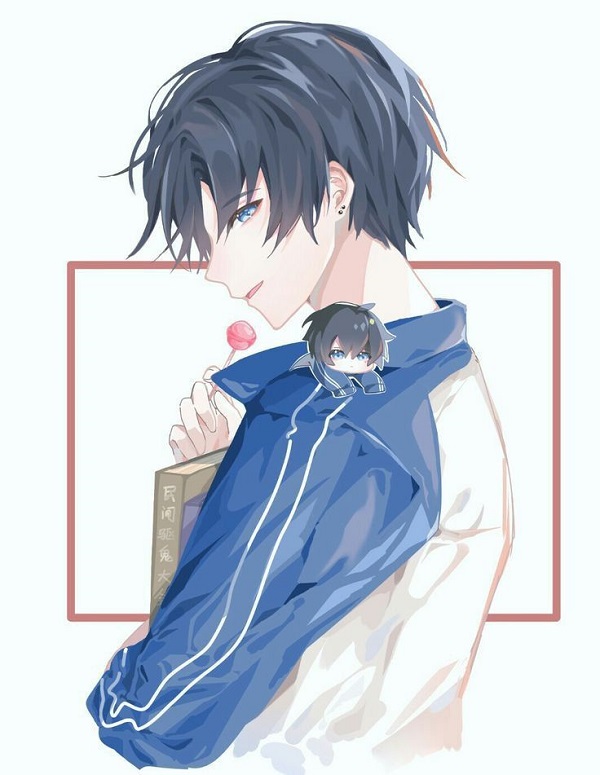 Ảnh anime nam học sinh với phong thái tự tin 