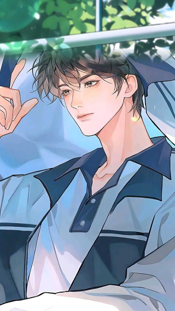 Hình ảnh một nam sinh anime với ánh mắt mơ màng, nhìn ra ngoài cửa sổ lớp học.