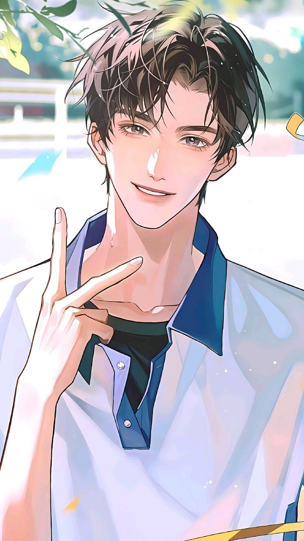 Nam sinh anime trong bộ đồng phục thể thao, năng động trên sân bóng.