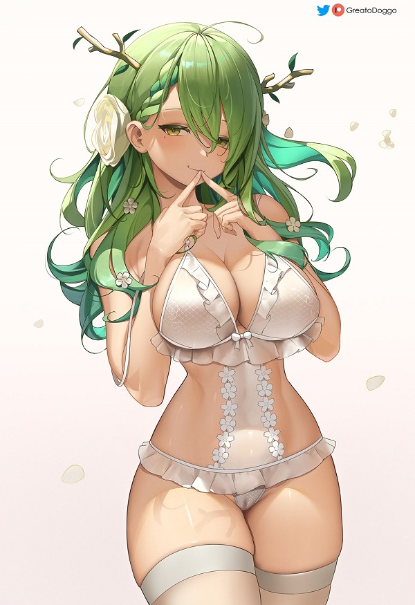 Hình ảnh một cô gái anime tạo dáng duyên dáng, toát lên vẻ đẹp thanh thoát.
