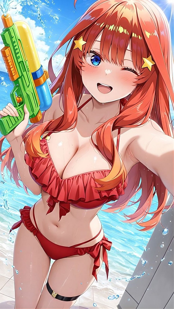 Cô gái anime với mái tóc dài bồng bềnh, tạo vẻ đẹp lãng mạn.