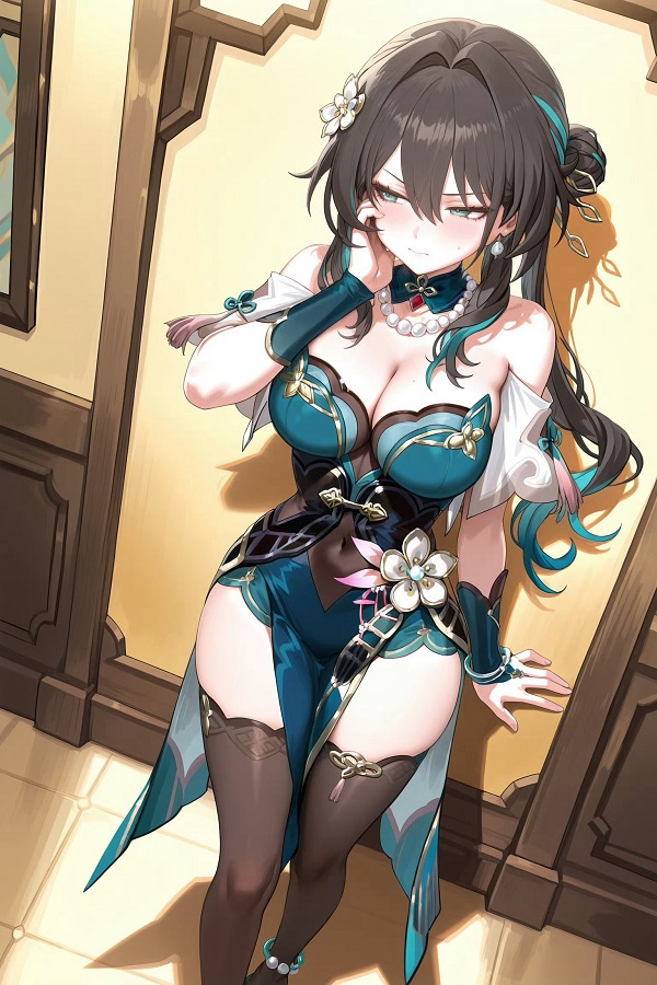 Cô gái anime với biểu cảm trầm tư, đầy suy nghĩ.