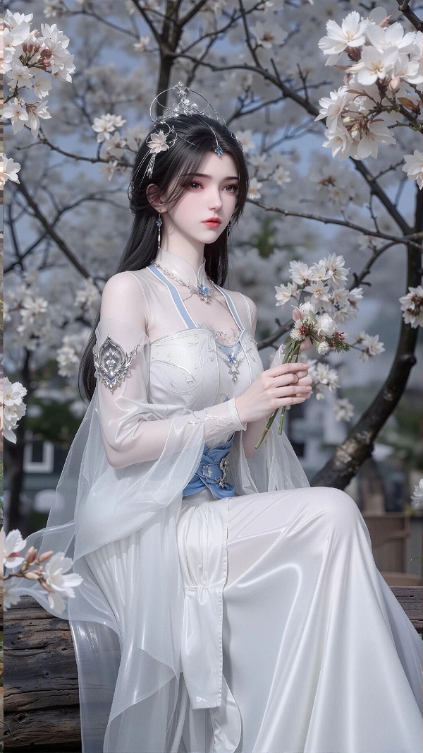 Lý Mộ Uyển với chiếc ô giấy dầu, đi dưới trời nắng.