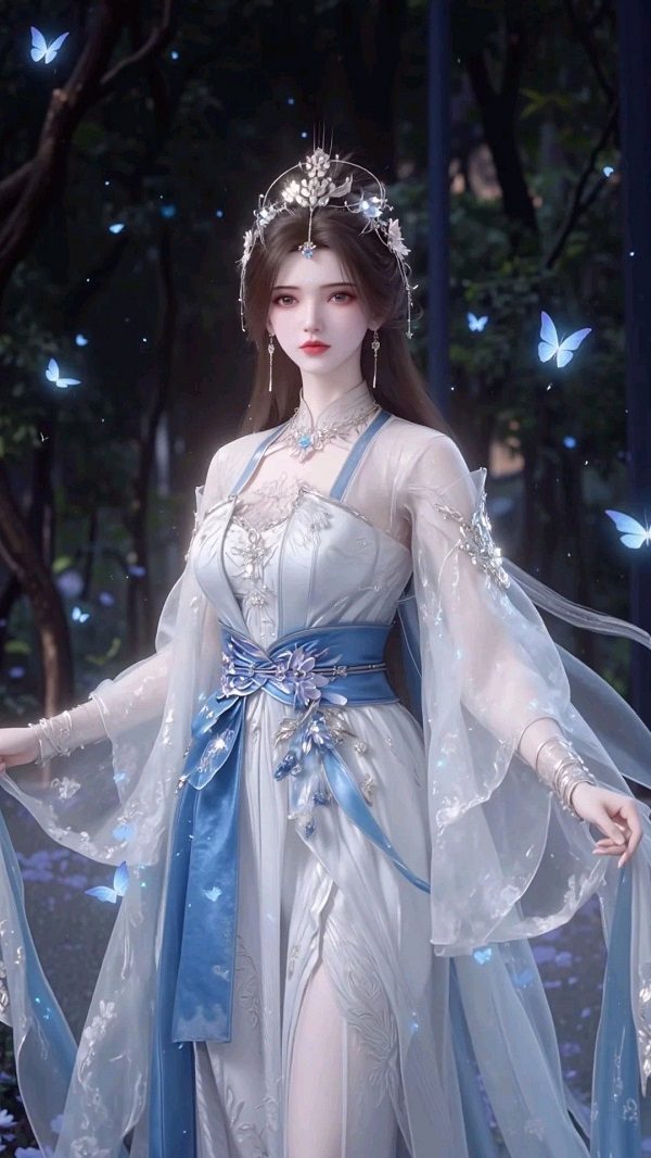 Hình ảnh Lý Mộ Uyển đang chơi đàn cổ cầm, toát lên vẻ thanh tao.