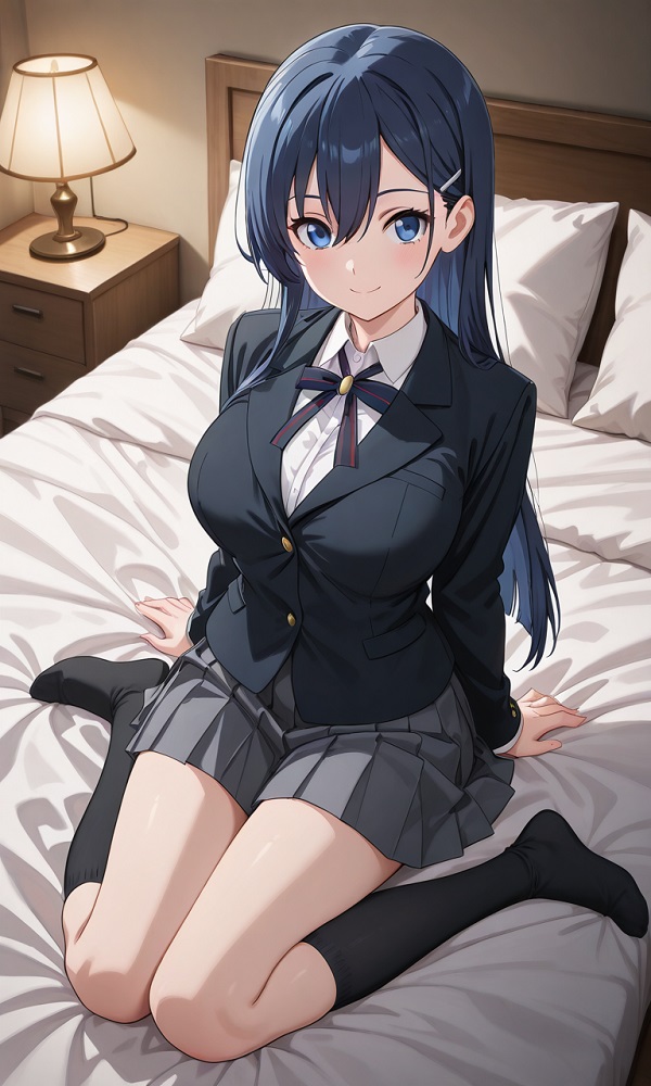 Yukino đứng giữa dãy hành lang trường học