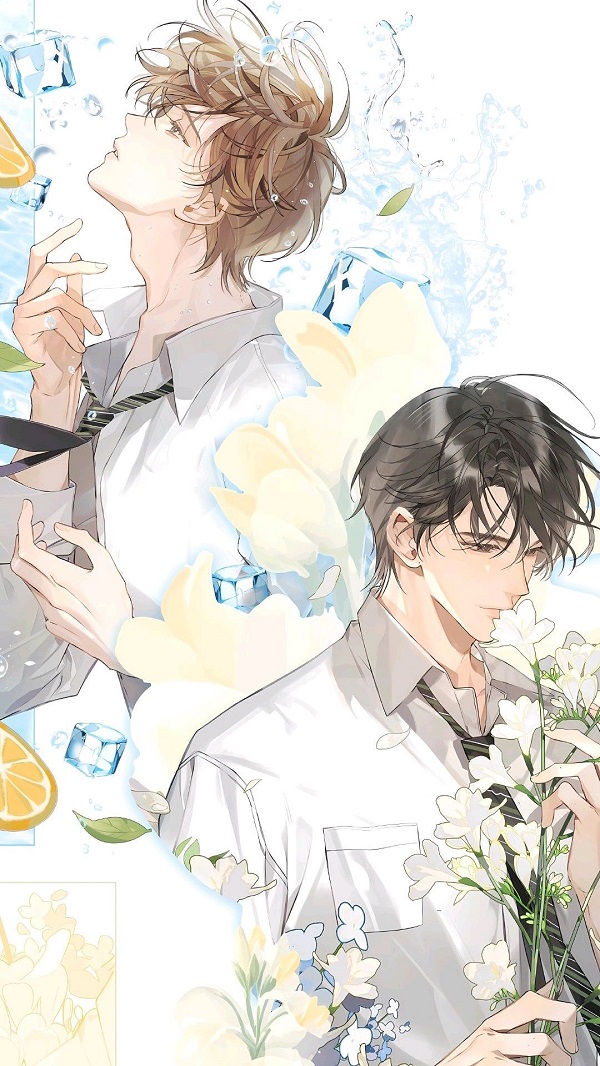 Anime boylove nụ cười nhẹ nhàng trên môi.