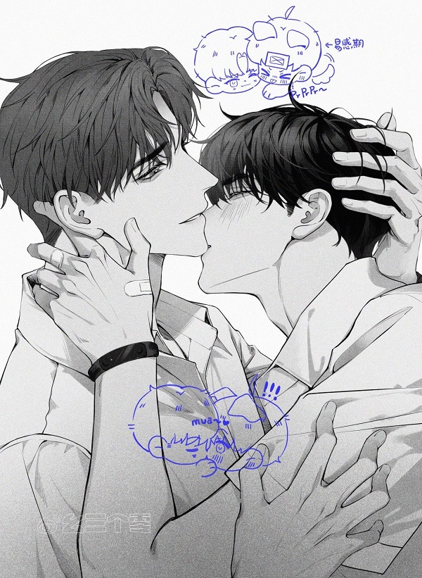 Hai chàng trai anime cùng nhau nấu ăn, không khí ấm cúng và vui vẻ.