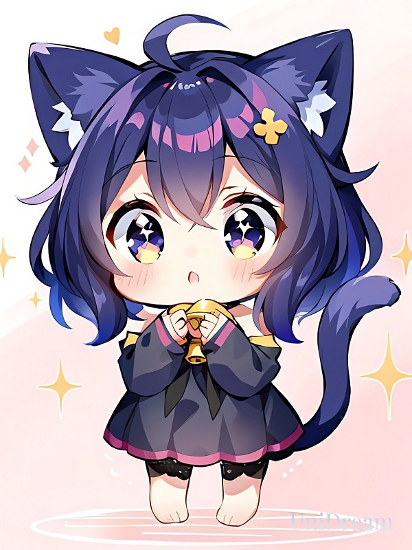Nhân vật anime chibi nhỏ nhắn với áo hoodie