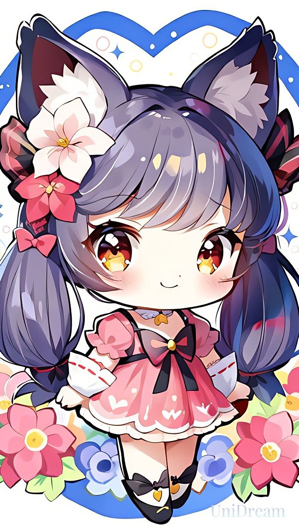 Hình chibi cầm quà sinh nhật lung linh
