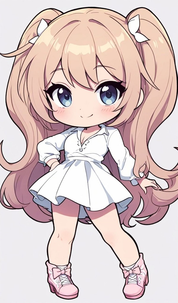 Chibi girl đang cầm hoa hướng dương