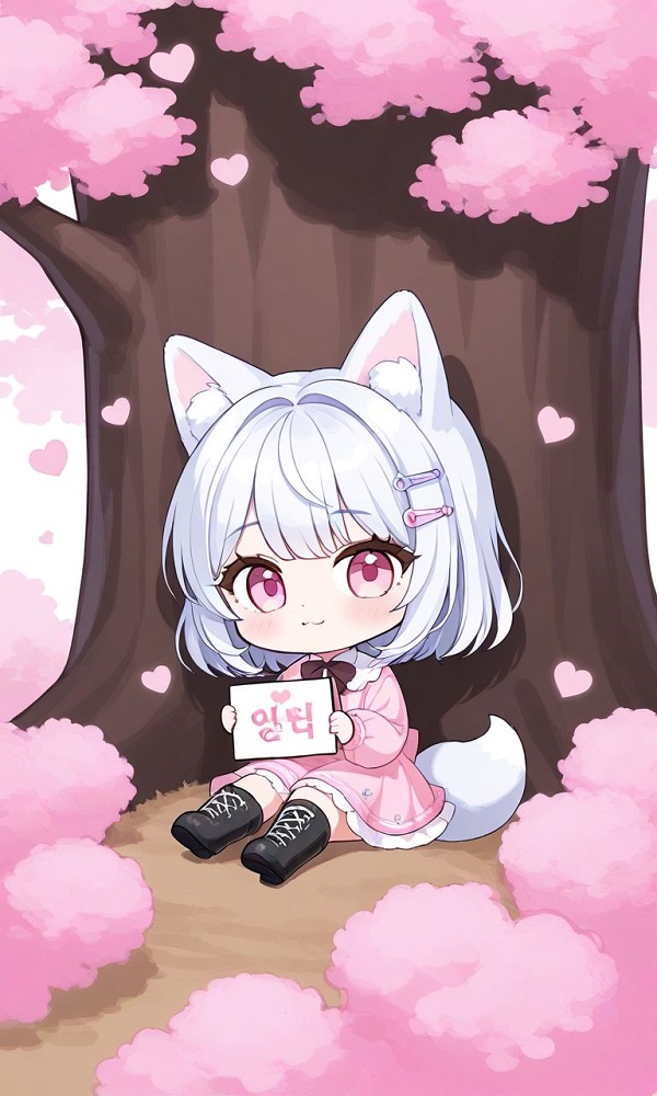 Cô gái chibi tóc ngắn với chiếc nơ đỏ