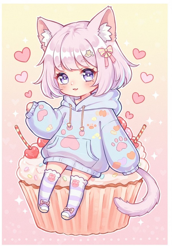 Cô chibi đội mũ len siêu dễ thương