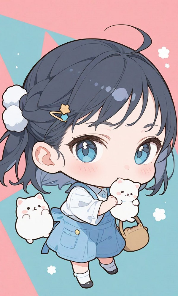Hình chibi đang cười toe toét vì được tặng quà